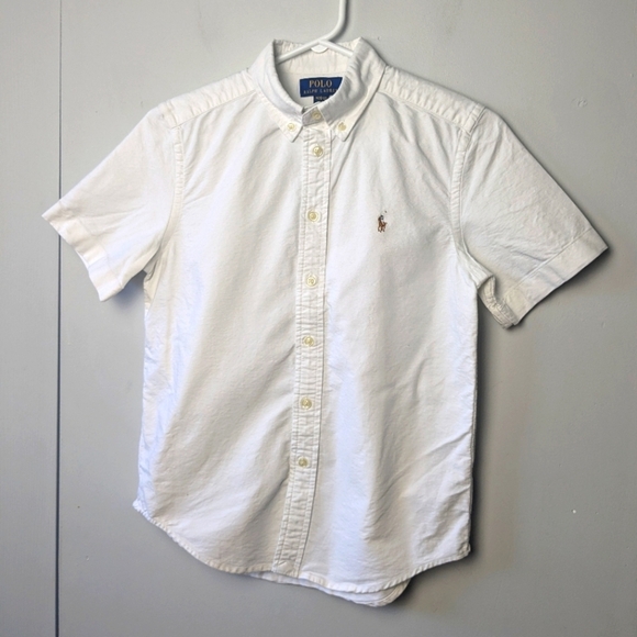 POLO RALPH LAUREN Kid White Short Sleeve Button Down Shirt Size Medium (10-12) - Picture 3 of 10